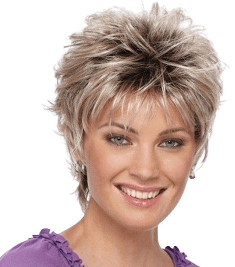perruque blonde méchée sur cheveux courts en brosse