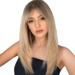perruque coupe rideau sur cheveux blonds lisses