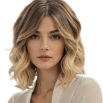 perruque coupe moderne, carré avec la raie au milieu, tie and die wavy