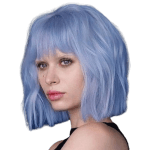 perruque coupe carrée avec frange bleu