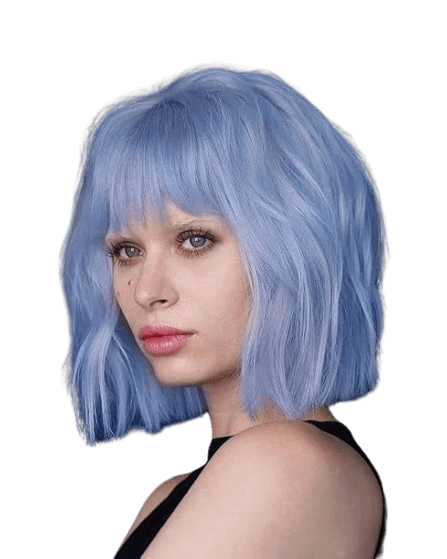 perruque coupe carrée avec frange bleu