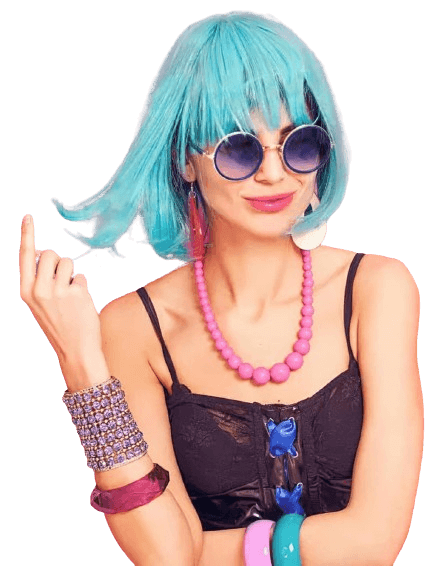perruque bleu flash turquoise. funny et couleurs pop