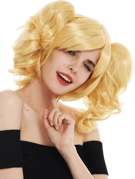 perruque de poupée manga blonde avec couettes
